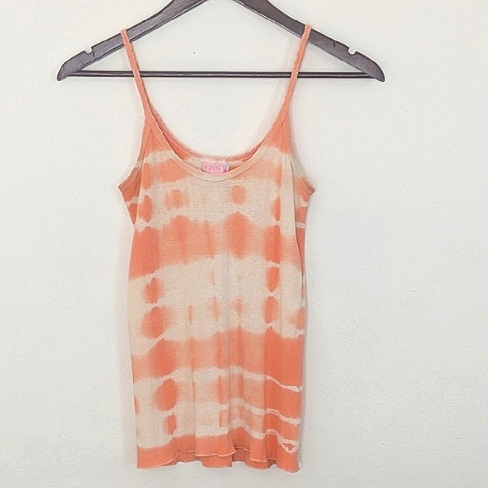 RARE URBAN OUTFITTERS Sparkle Drop Needle Tank Orange & Cream Tie Dye ASO Bella